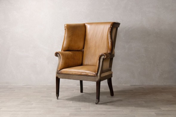 Fairmont Leather Wingback Chair - Tan